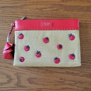 Kate Spade NY Tomato Straw Clutch Bag NWT